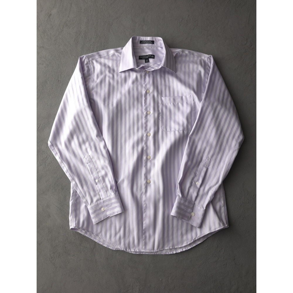 Vintage 2000s Pronto Uomo Couture Purple Striped Cotton Dress Shirt M 15.5